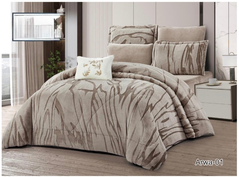 طقم لحاف شتوي Rabbit Fur فروة الأرنب الثقيل – 7 قطع