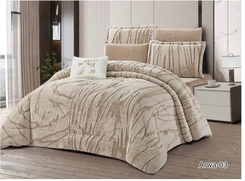 طقم لحاف شتوي Rabbit Fur فروة الأرنب الثقيل – 7 قطع